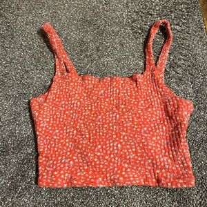 American Eagle Outfitters Orange Floral Tank Top